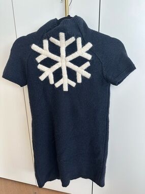 Fendi by Karl Lagerfeld Navy Short-Sleeve Sweater Dress with White Snowflake